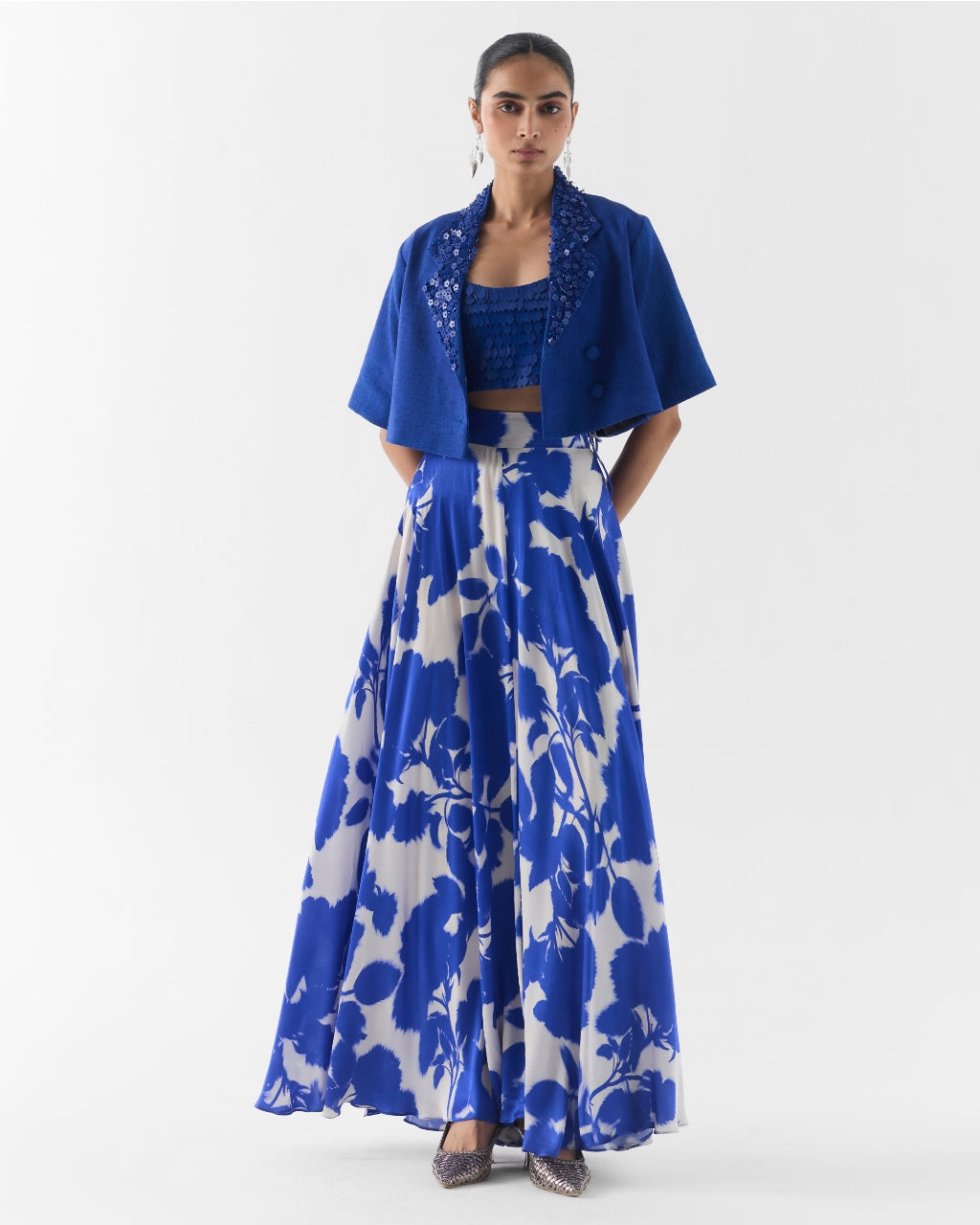 Blue Ink Leather Blouse & Skirt