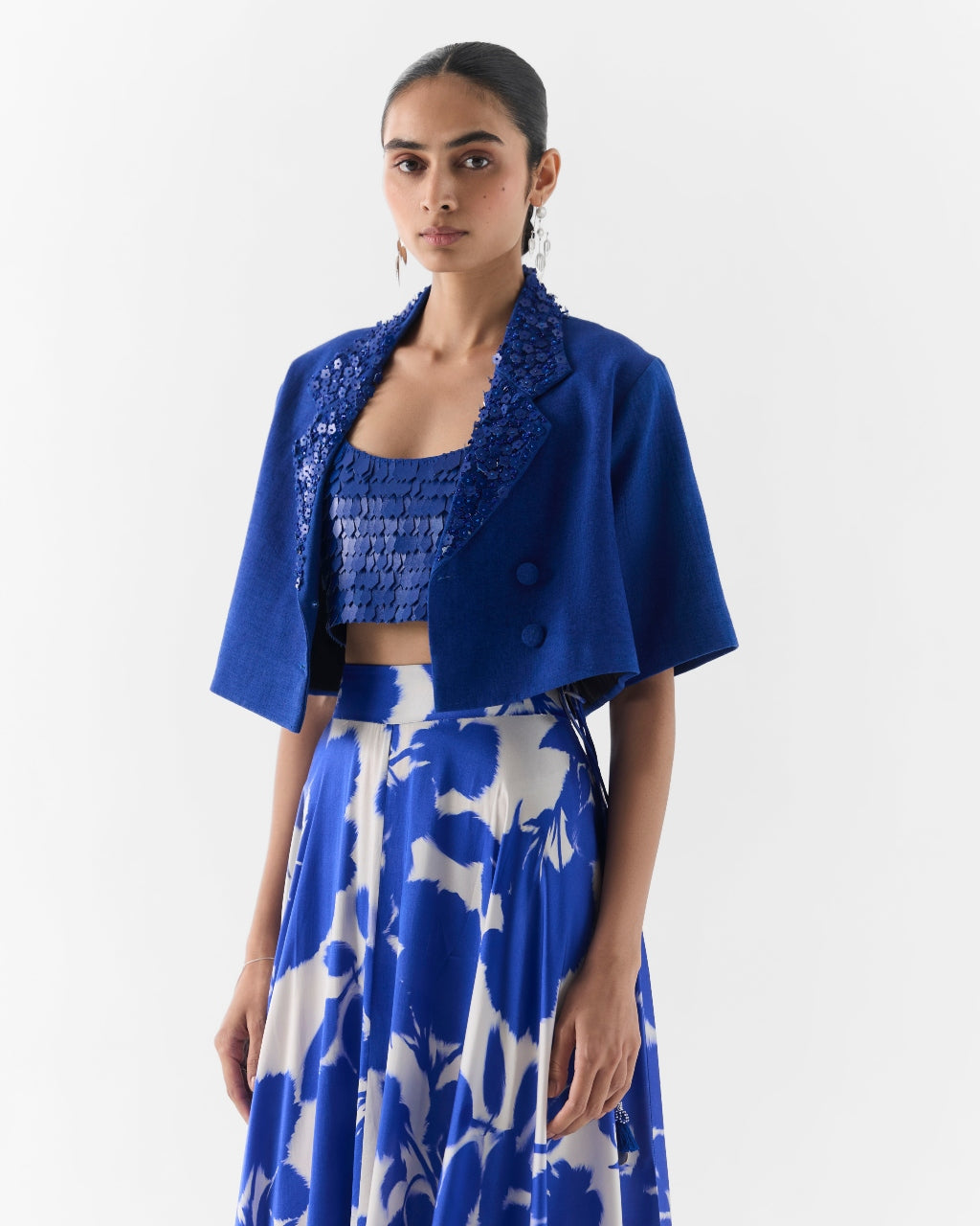 Blue Ink Leather Blouse & Skirt