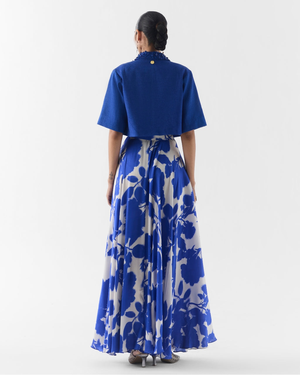 Blue Ink Leather Blouse & Skirt