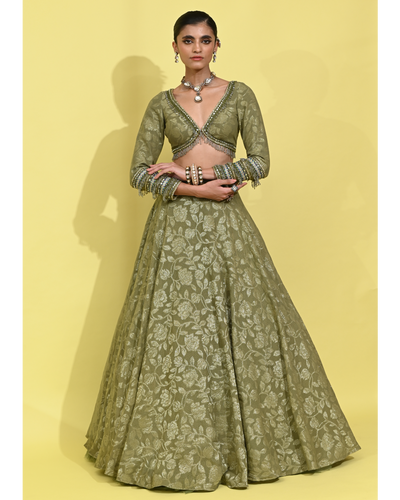 Olive Glam Lehanga Set