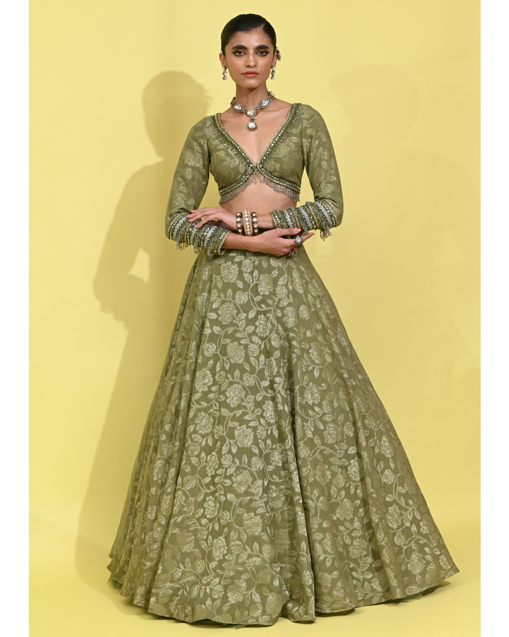 Olive Glam Lehanga Set