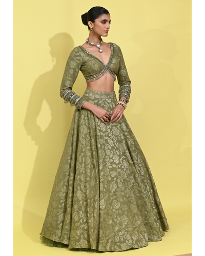 Olive Glam Lehanga Set