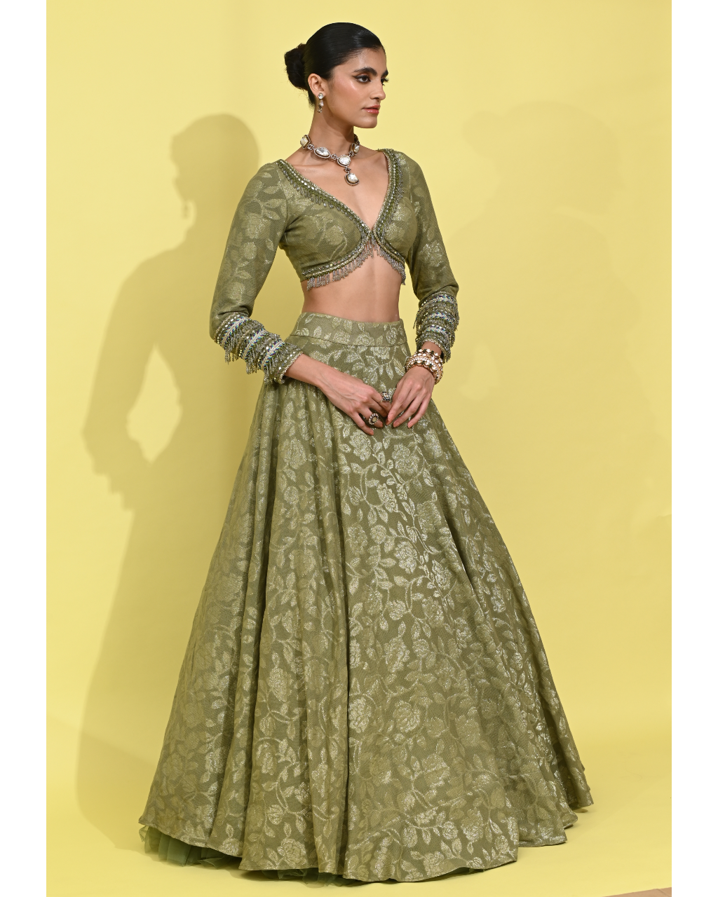 Olive Glam Lehanga Set