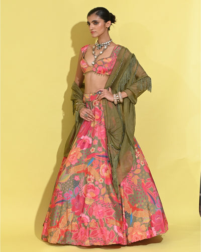 Olive Boho Lehenga Set