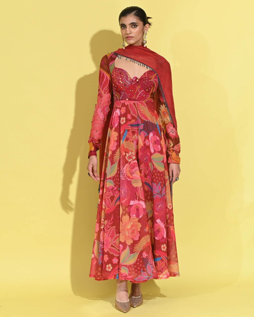 Ruby Anarkali Set