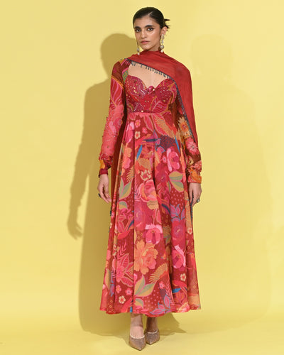 Ruby Anarkali Set