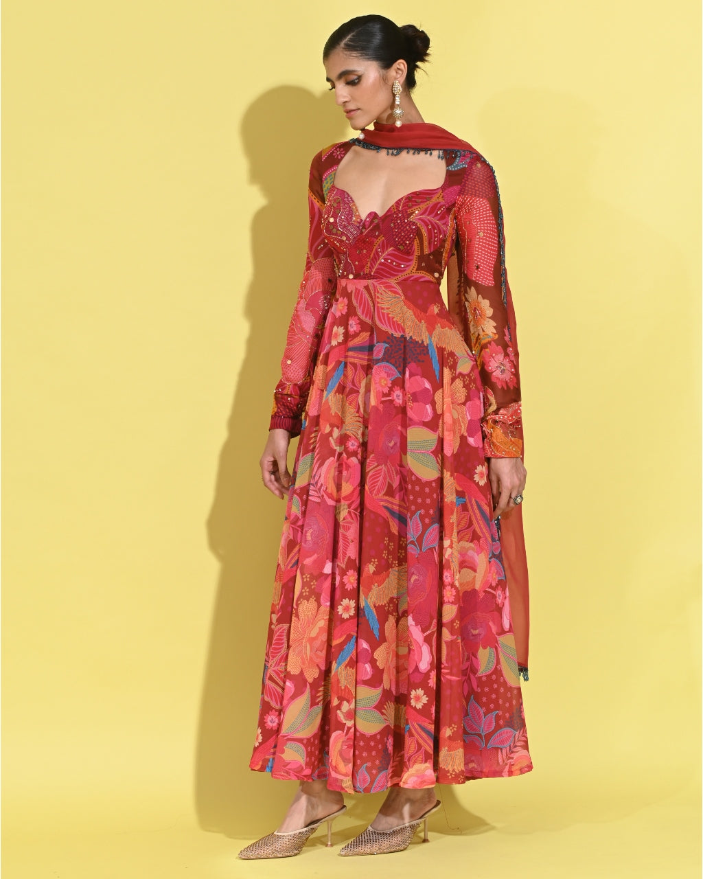 Ruby Anarkali Set