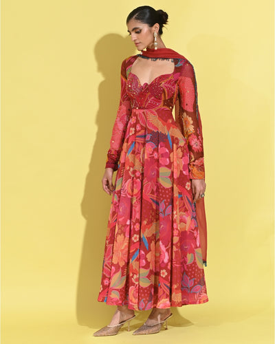 Ruby Anarkali Set