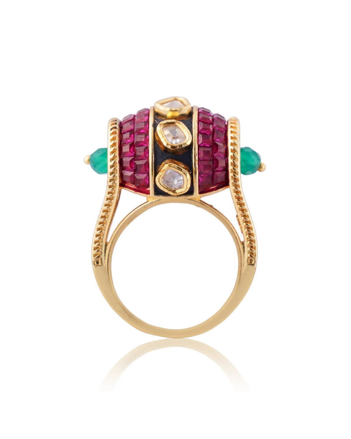 Ruby & Kundan Barrel Ring