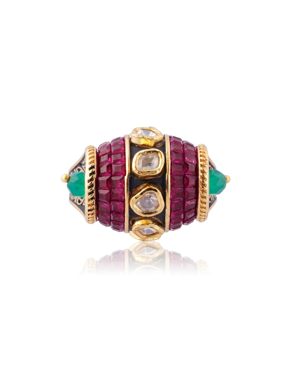 Ruby & Kundan Barrel Ring