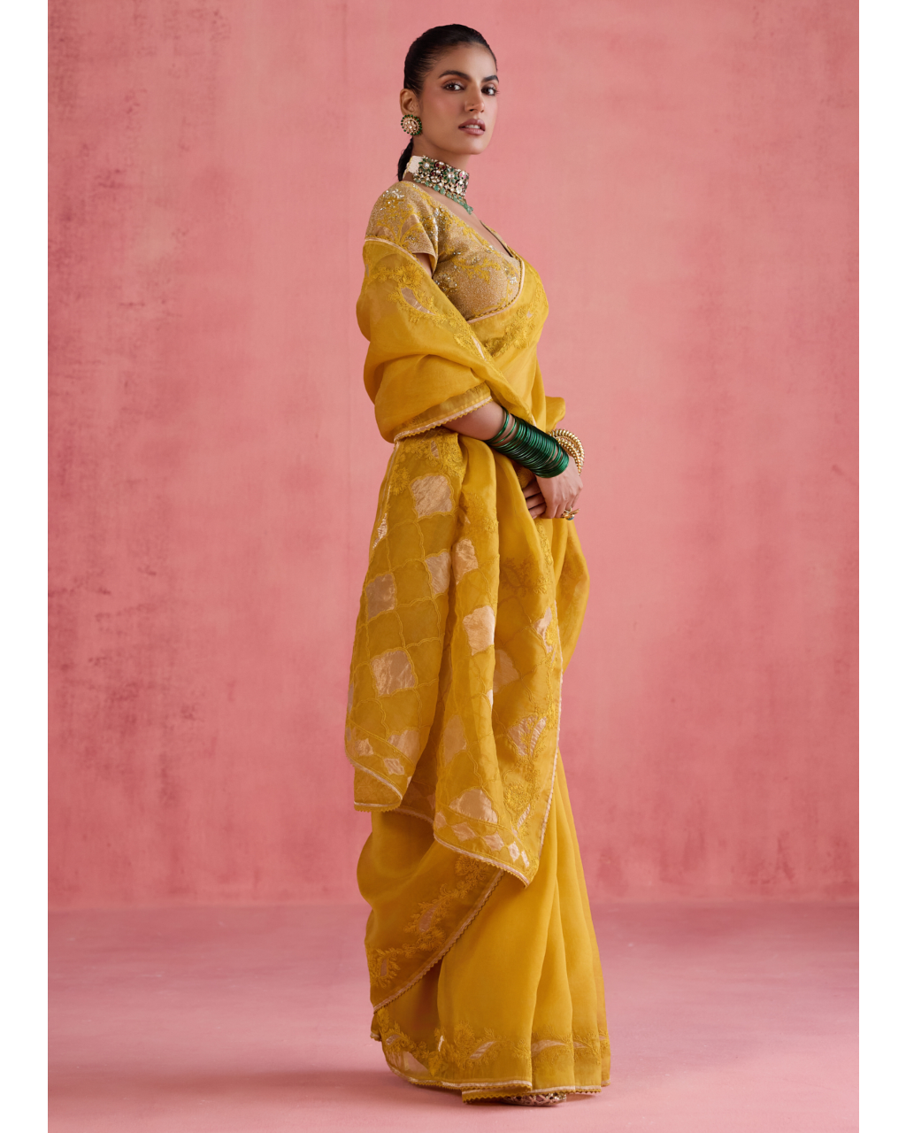 Zeba Sari Set - Mustard