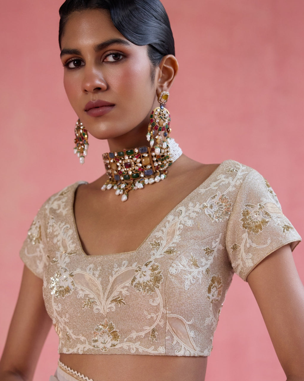 Zeba Sari Set - Ivory