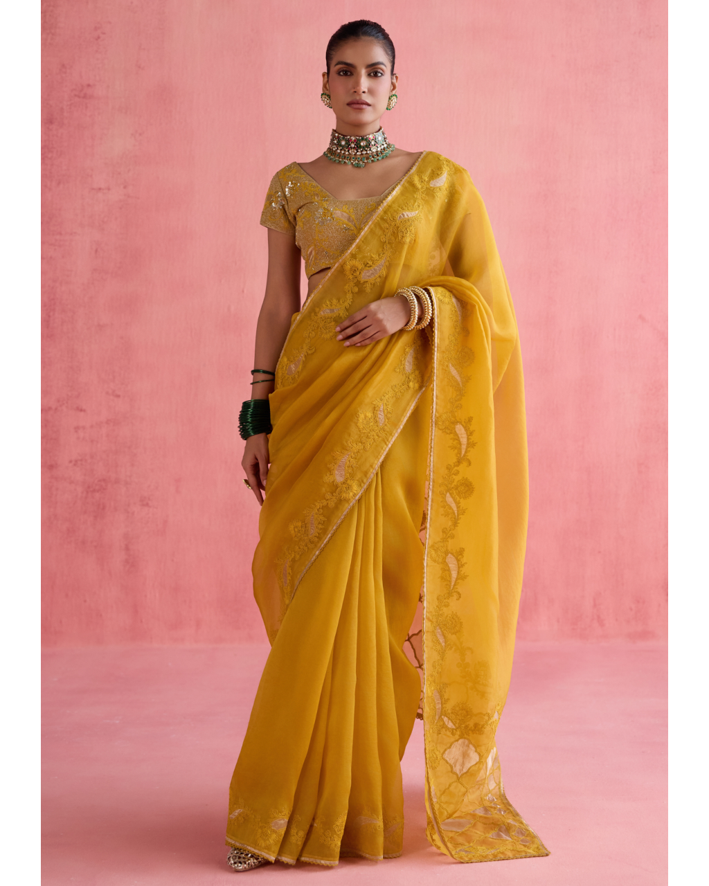 Zeba Sari Set - Mustard