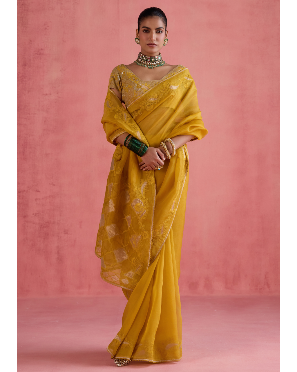 Zeba Sari Set - Mustard
