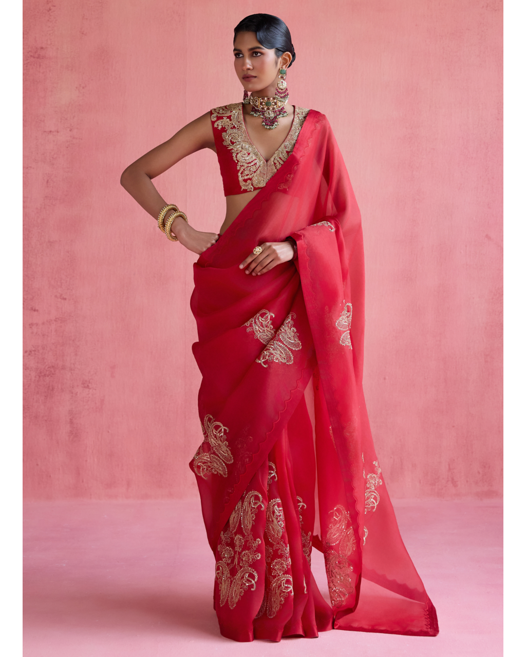 Zohra Sari Set - Red
