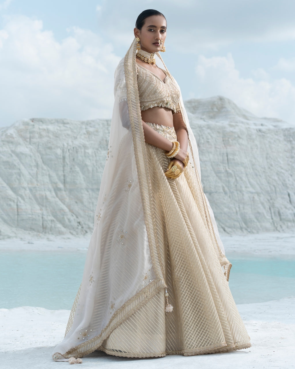 Gota Ivory Lehenga Set