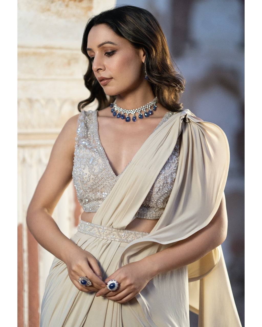 Crystal Ivory Sari Set