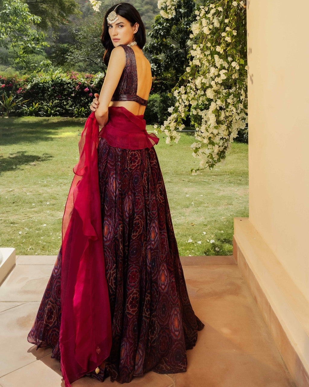 Bahaar Burgundy Lehenga Set