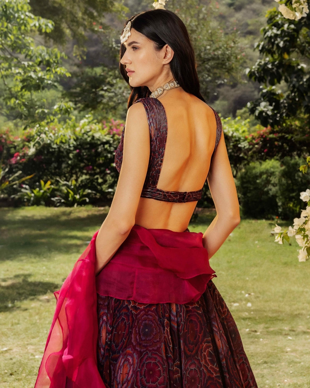 Bahaar Burgundy Lehenga Set