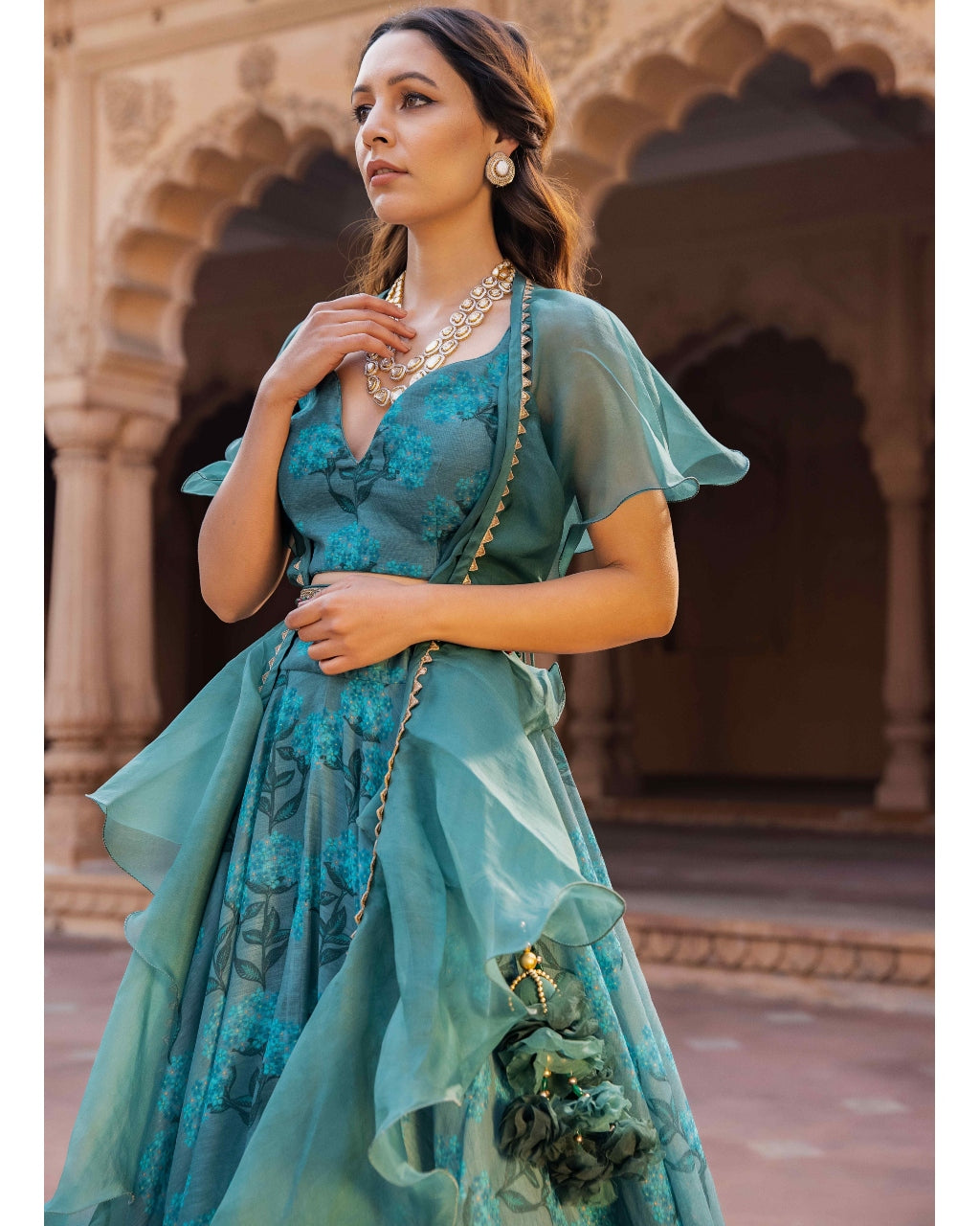 Gul Emerald Lehenga Set