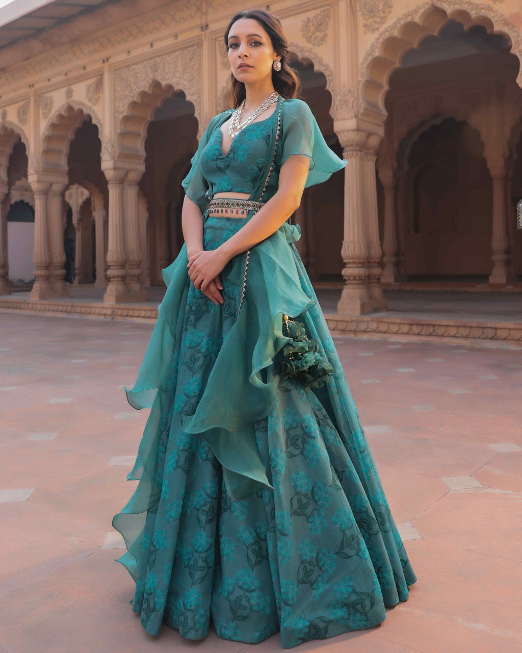 Gul Emerald Lehenga Set