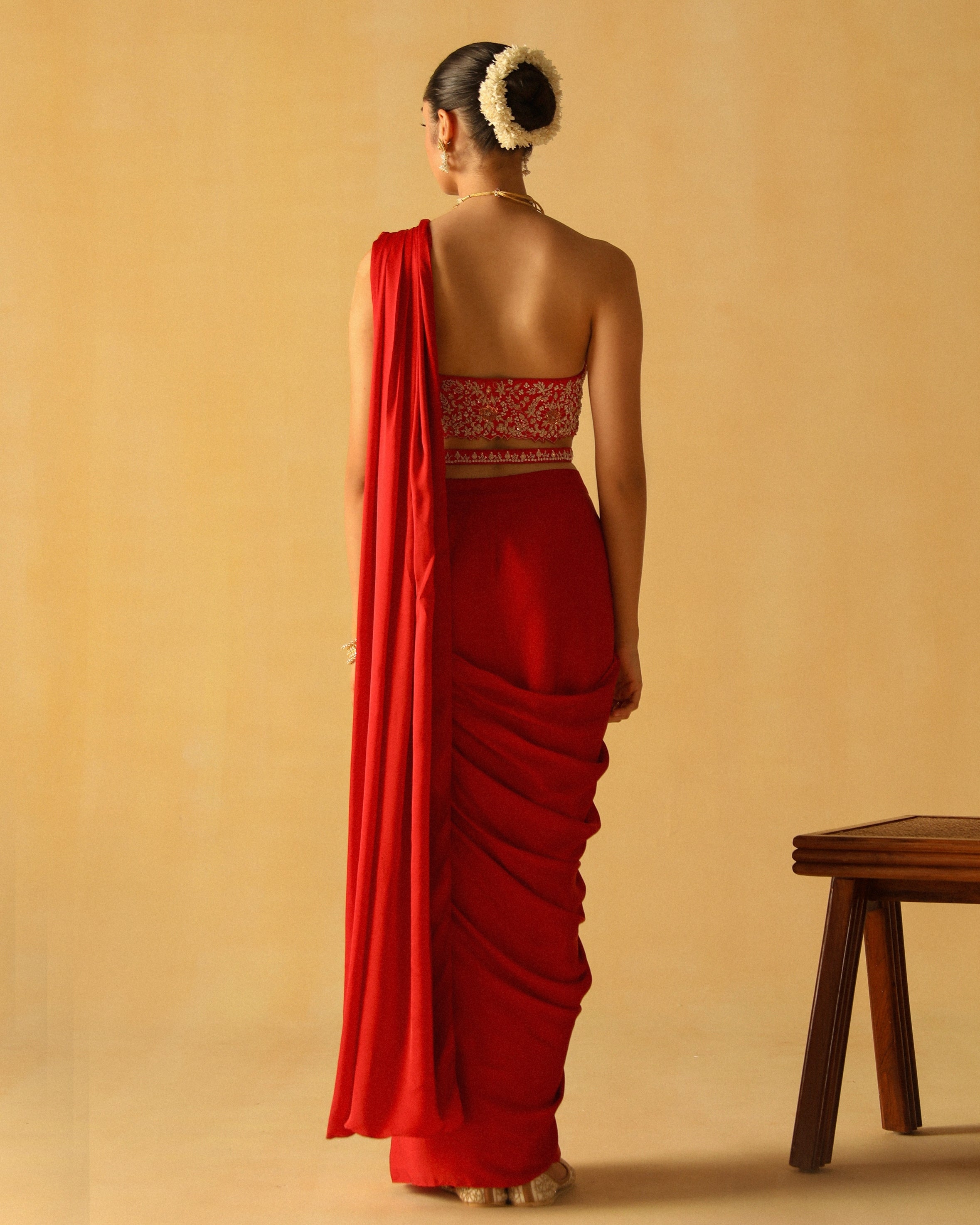 Rumaan Deep Red Sari Set