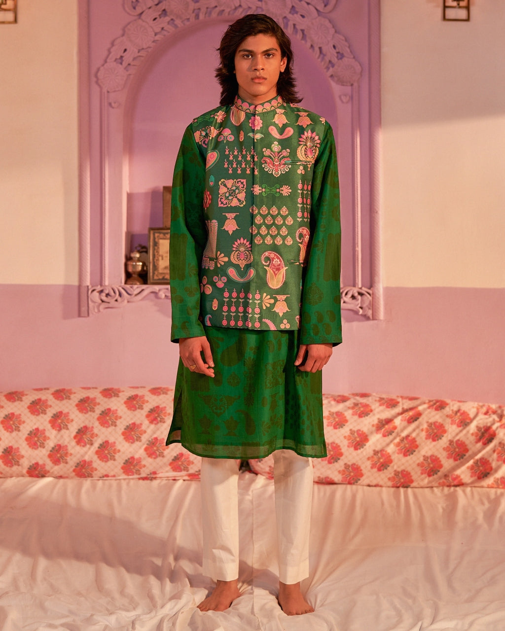 Emerald Sea Green Hamsa Kurta Set