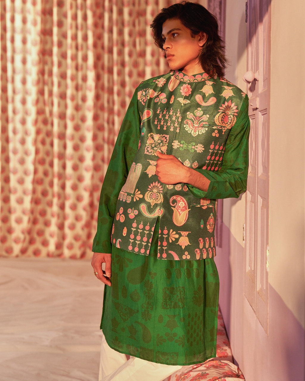 Emerald Sea Green Hamsa Kurta Set