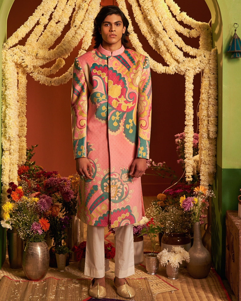 Signature Pink Royal Paisley Sherwani Set