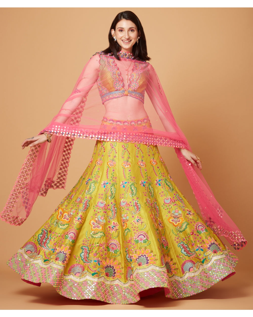 Signature Yellow Floral Embroidered Lehenga Set