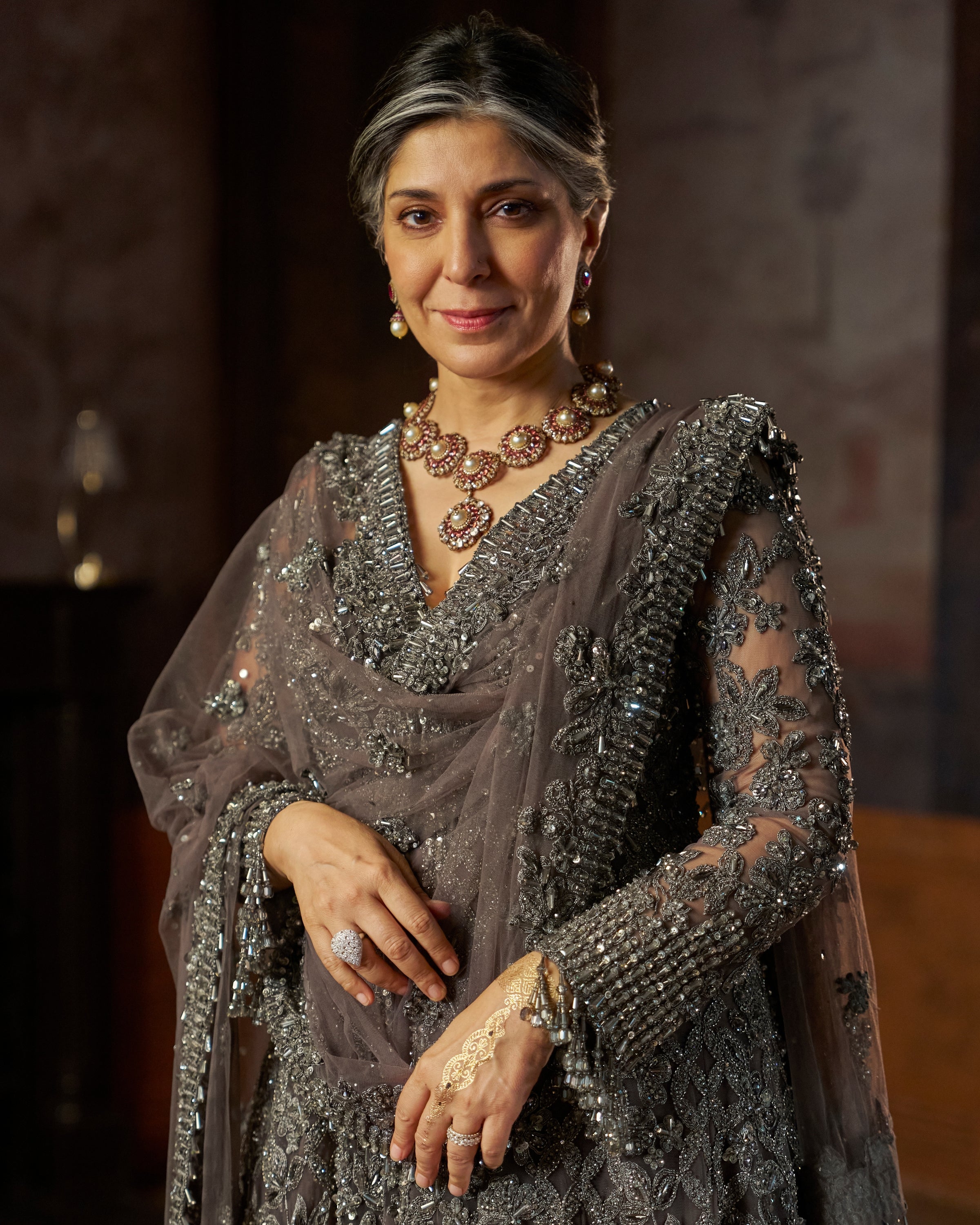 Charcoal Jacket Lehenga Set