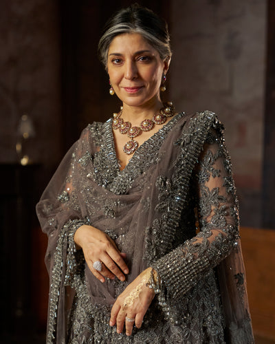 Charcoal Jacket Lehenga Set