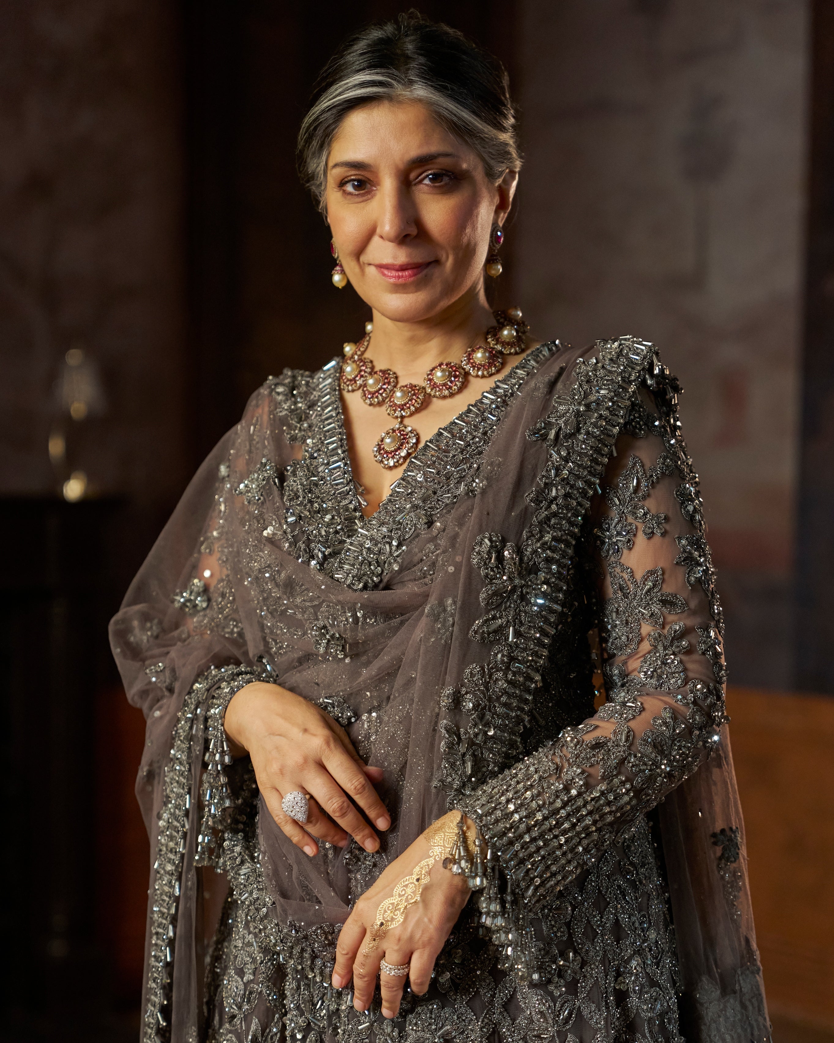 Charcoal Jacket Lehenga Set