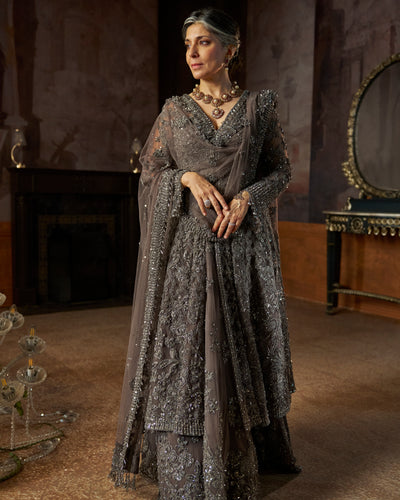 Charcoal Jacket Lehenga Set