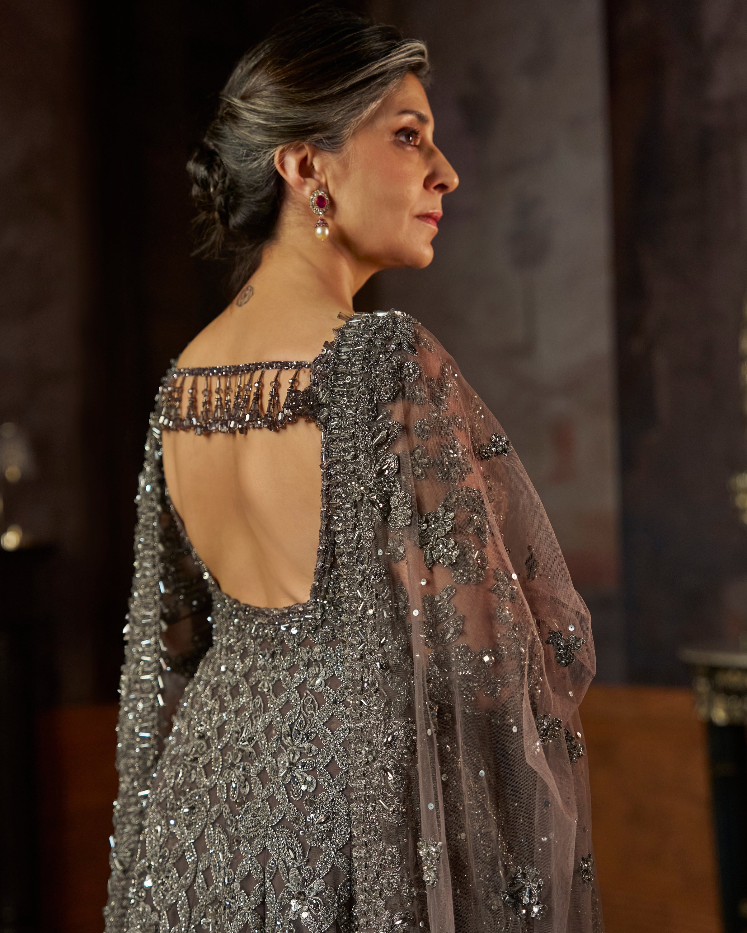 Charcoal Jacket Lehenga Set