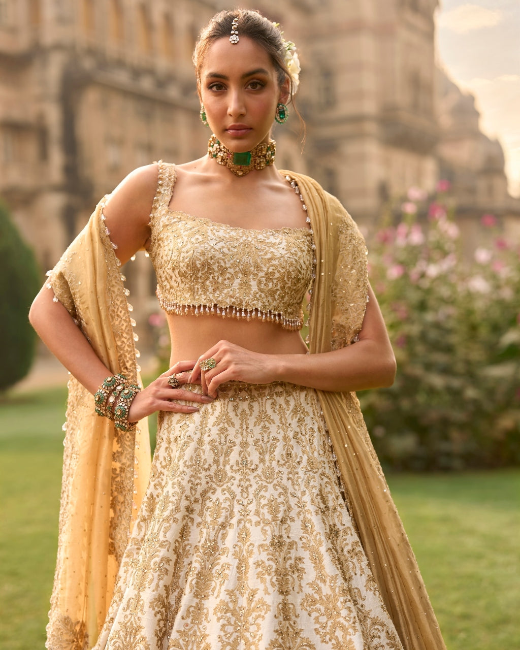 Ivory Gold Lehenga Set