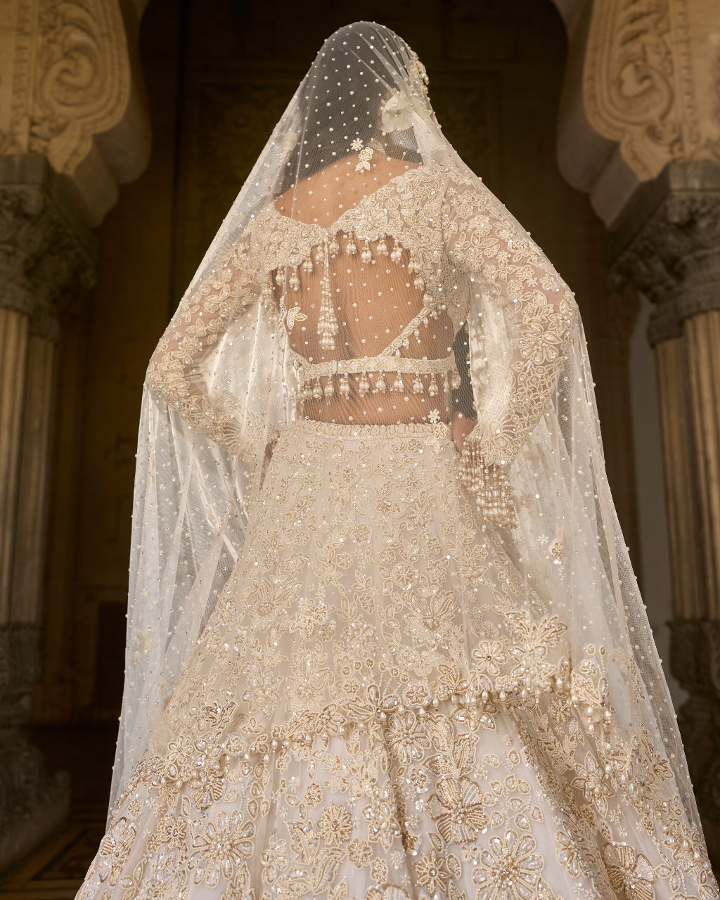 Ivory Gold Sequin Lehenga Set