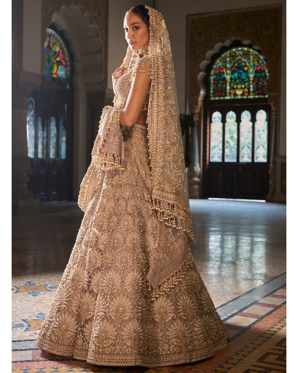 Champagne Pearl Lehenga Set