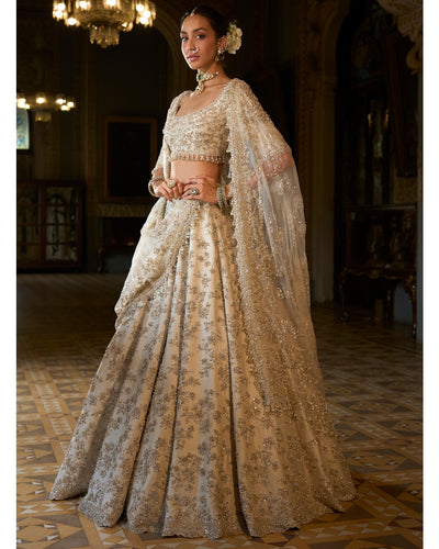 Beige Zardosi Lehenga Set