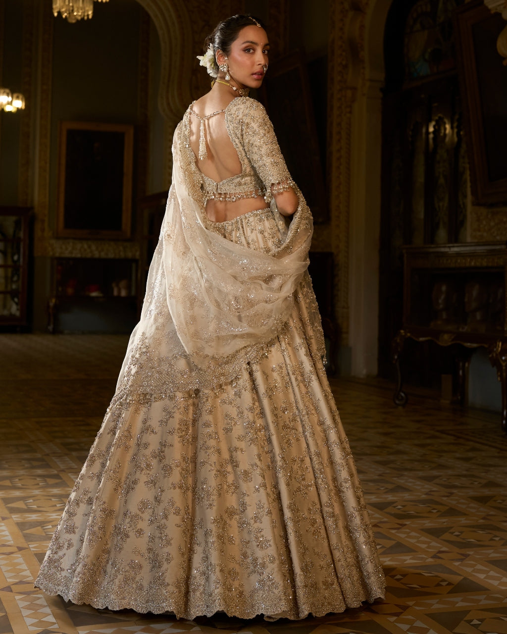 Beige Zardosi Lehenga Set