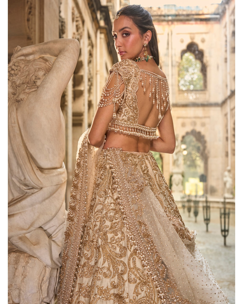 Beige & Gold Lehenga Set