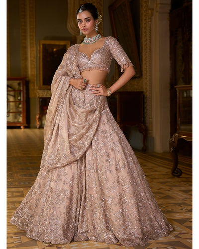 Rose Gold Tissue Lehenga Set