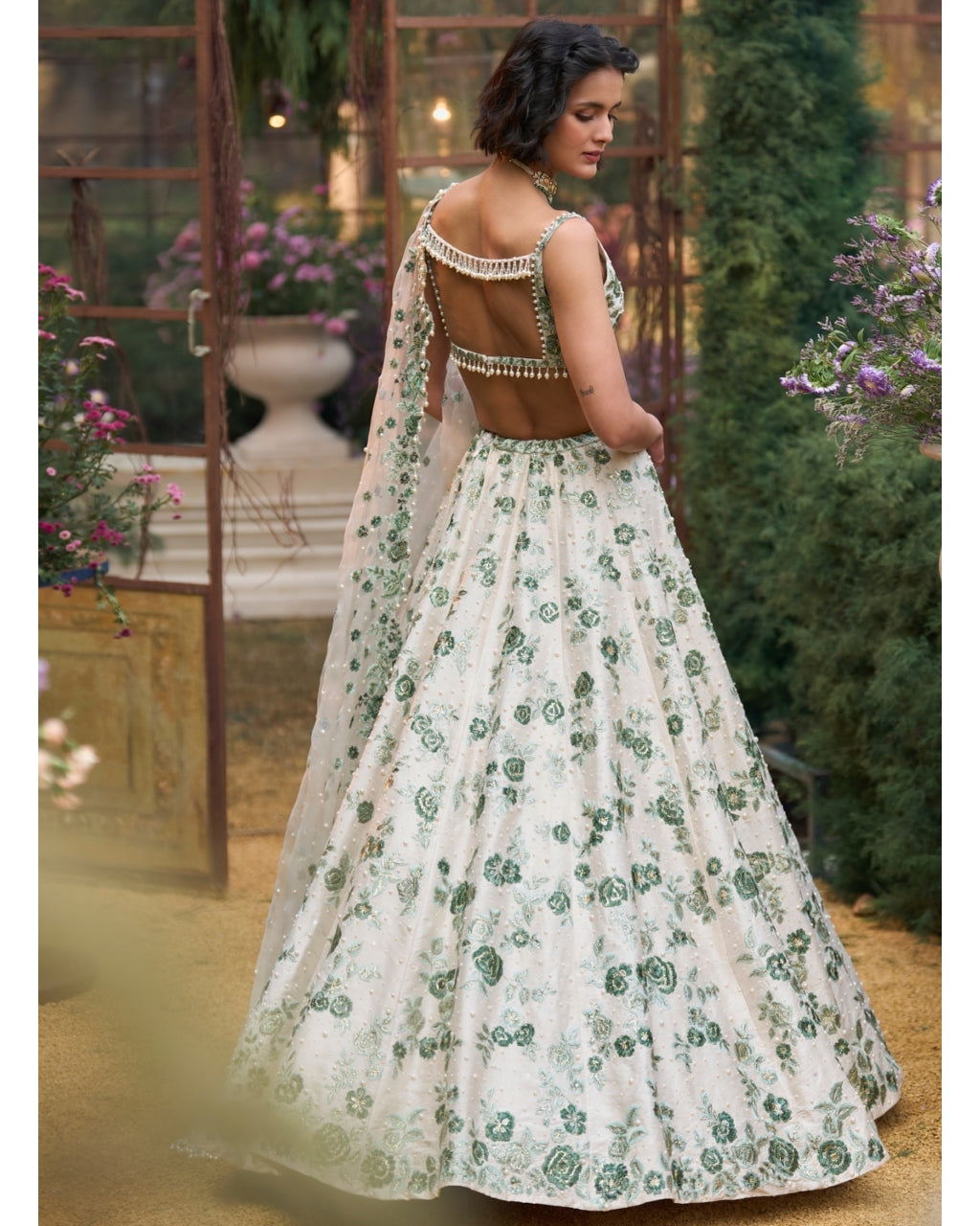 Light Emerald Floral Lehenga Set