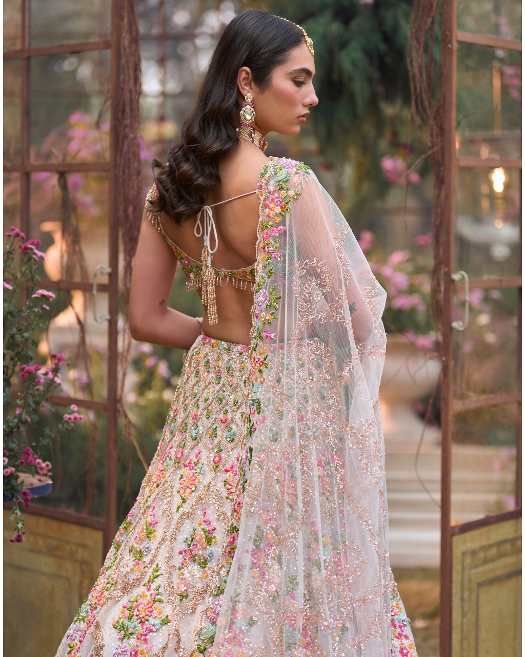 Multi-Coloured Floral Lehenga Set