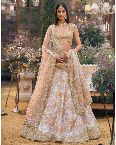 Multi-Coloured Applique Lehenga Set