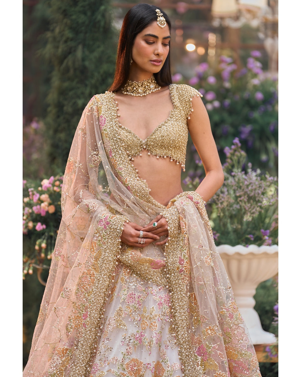 Multi-Coloured Applique Lehenga Set