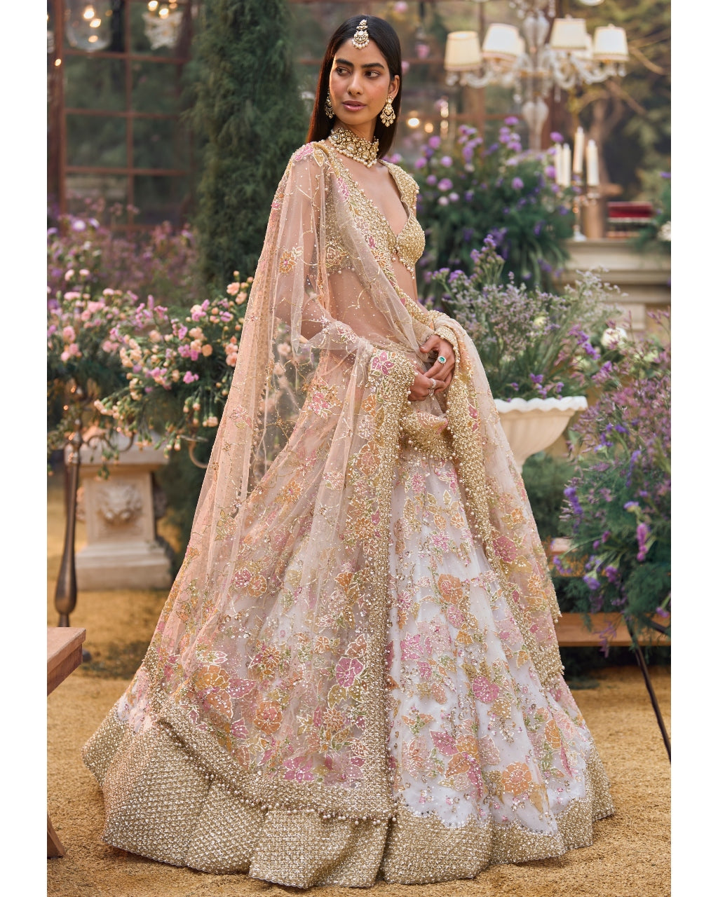 Multi-Coloured Applique Lehenga Set