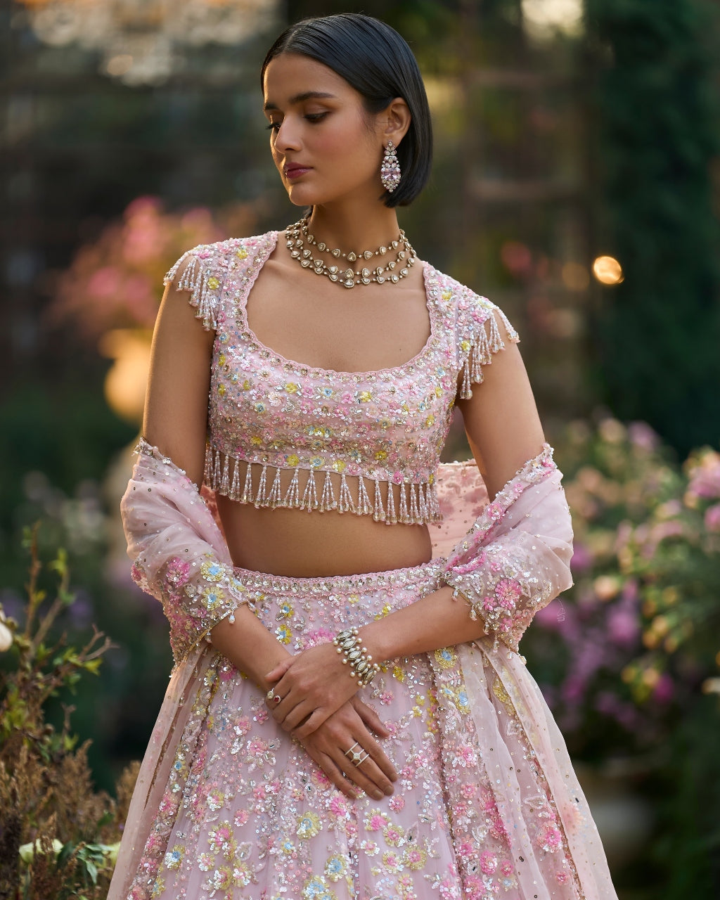 Powder Pink Sequin Lehenga Set