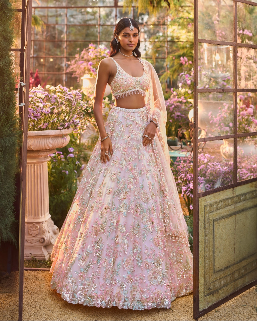 Light Pink Sequin Lehenga Set