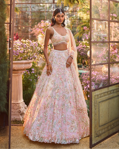 Light Pink Sequin Lehenga Set